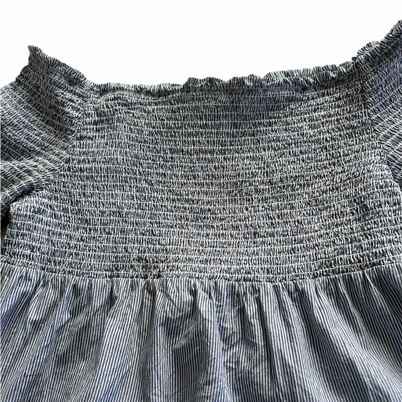 BeachLunchLounge, large, blue embroidered off the shoulder top. Cotton. - Picture 9 of 10